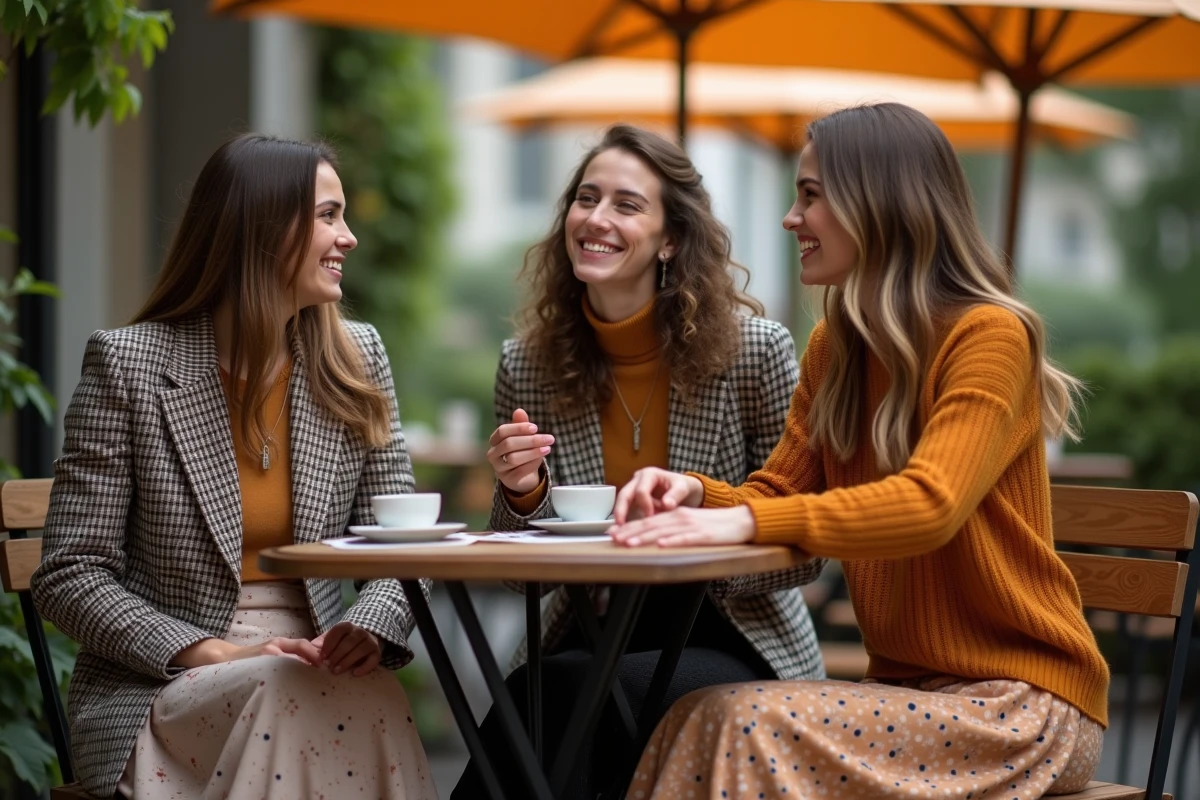 Trois amis souriants autour d
